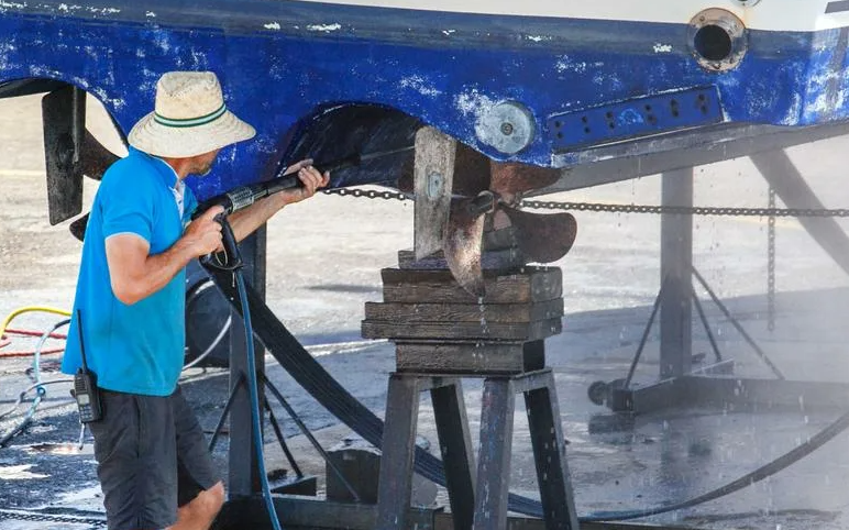 technical team inspecting yacht